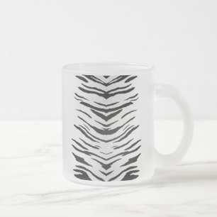 White Tiger or Zebra Striped Frosted Glass Coffee Mug