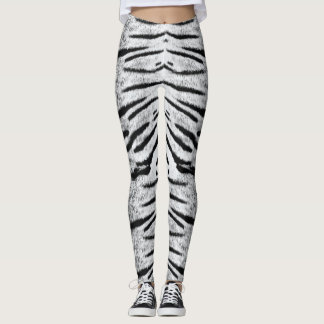 White tiger pattern     leggings