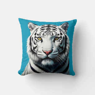 White Tiger Pop Art – Fierce & Colorful Wild Cat Cushion