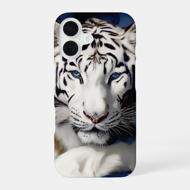 White Tiger Portrait  iPhone 16 Case (Back)