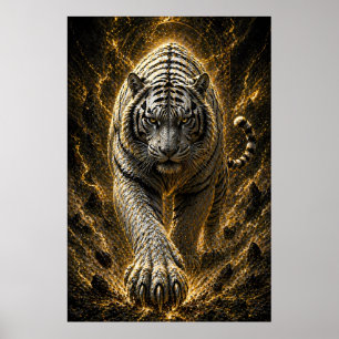 White Tiger Power Explosion - Black Gold Spirit Gu Poster