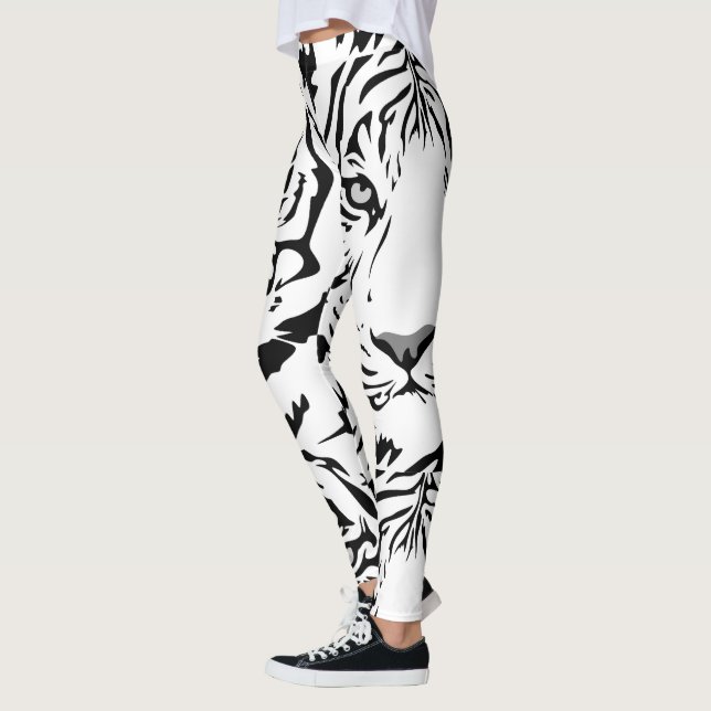 White Tiger Print Leggings (Left)