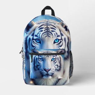 White Tiger Printed Backpack