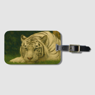 White Tiger Resting in Woodland Shade Luggage Tag