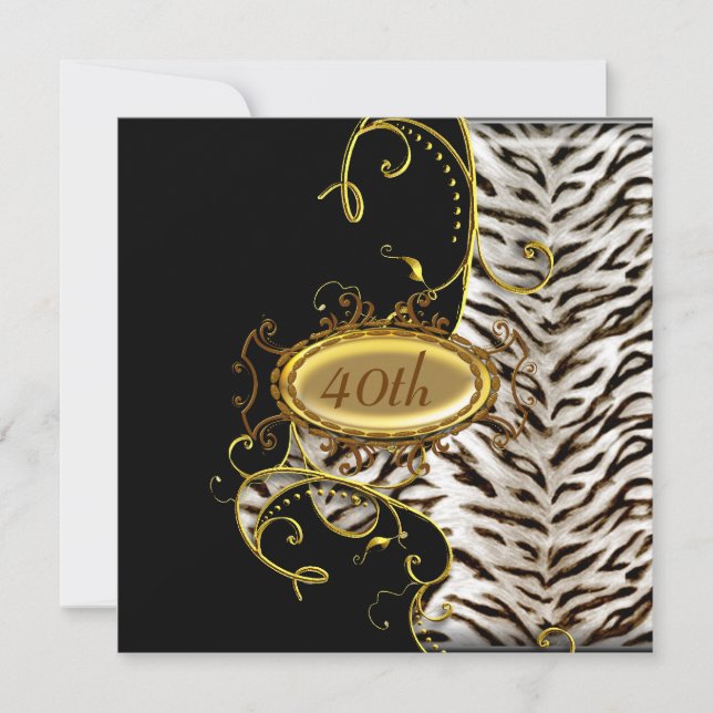 White Tiger skin Birthday party Invitation (Front)