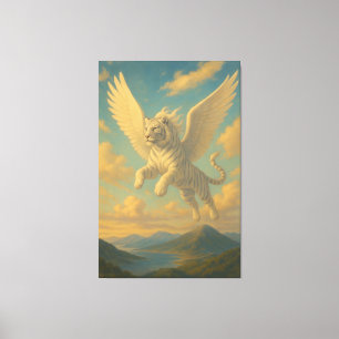 White Tiger • Sky Ascension   ManJiangHong Fine Ar Canvas Print