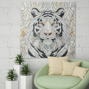 White tiger - Stained Glass Mosaic Digital Art Tapestry