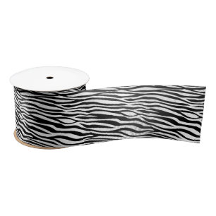 White Tiger Stripes Fur Exotic Pattern Satin Ribbon