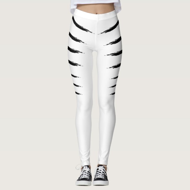 White Tiger Stripes Leggings (Front)