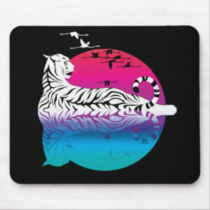 White Tiger Sunset Mouse Mat
