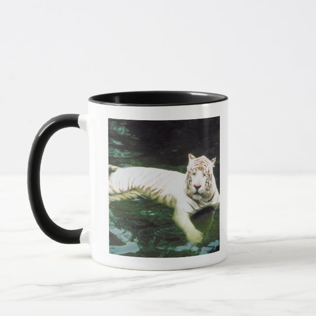 White Tiger Swimming Peacefully Mug (Left)
