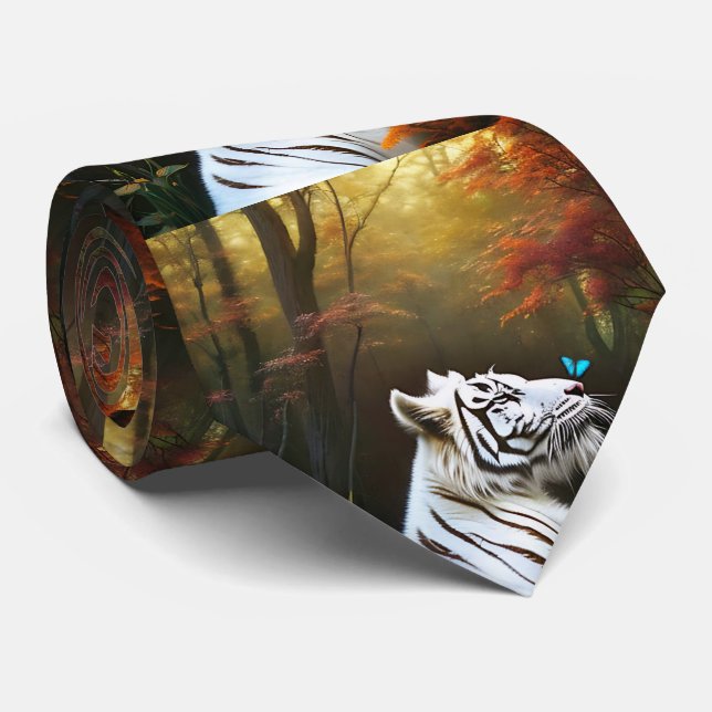 White Tiger Those Loving Moments, Neck Tie (Rolled)