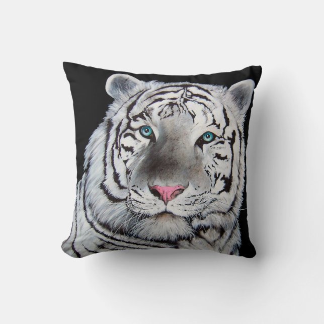 White Tiger Throw Pillow (Front)