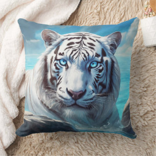 White Tiger Throw Pillow