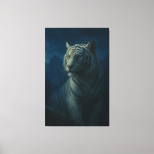 white tiger, tiger art, big cat art, wildlife pain canvas print
