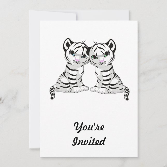 White Tiger Twins Invitation (Front)