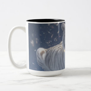 White Tiger Under Starlight Two-Tone Coffee Mug