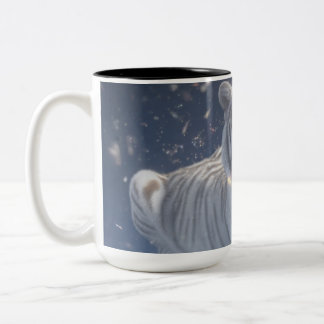 White Tiger Under Starlight Two-Tone Coffee Mug