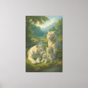 White Tiger • Valley Dawn Family   ManJiangHong Fi Canvas Print
