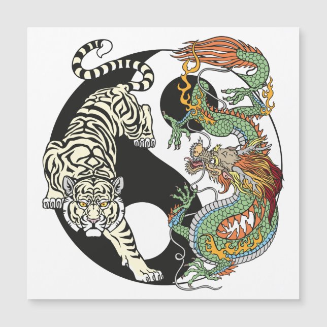 White tiger versus green dragon in the yin yang (Front)