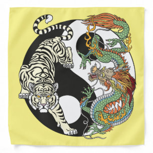 White tiger versus green dragon in the yin yang  b bandana