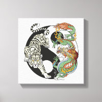 White tiger versus green dragon in the yin yang  c