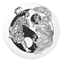 White tiger versus green dragon in the yin yang
