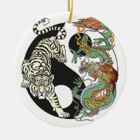 White tiger versus green dragon in the yin yang