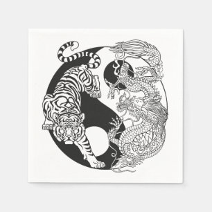 White tiger versus green dragon in the yin yang  n napkin