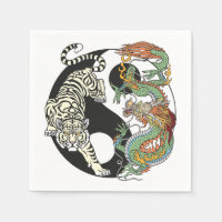 White tiger versus green dragon in the yin yang