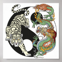 White tiger versus green dragon in the yin yang po