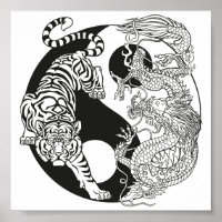 White tiger versus green dragon in the yin yang po
