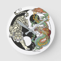 White tiger versus green dragon in the yin yang