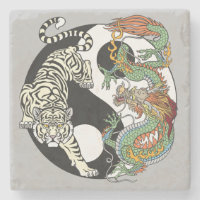 White tiger versus green dragon in the yin yang