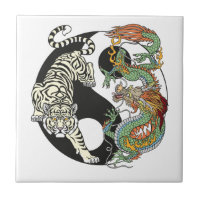 White tiger versus green dragon in the yin yang