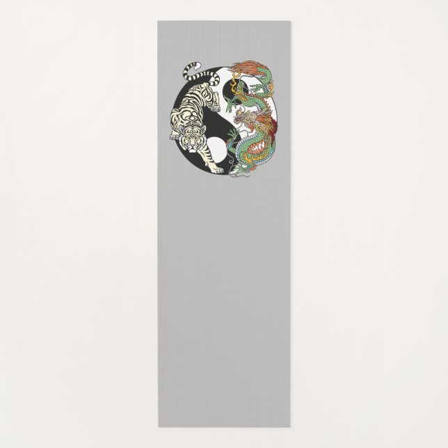 White tiger versus green dragon in the yin yang yo yoga mat (Front)