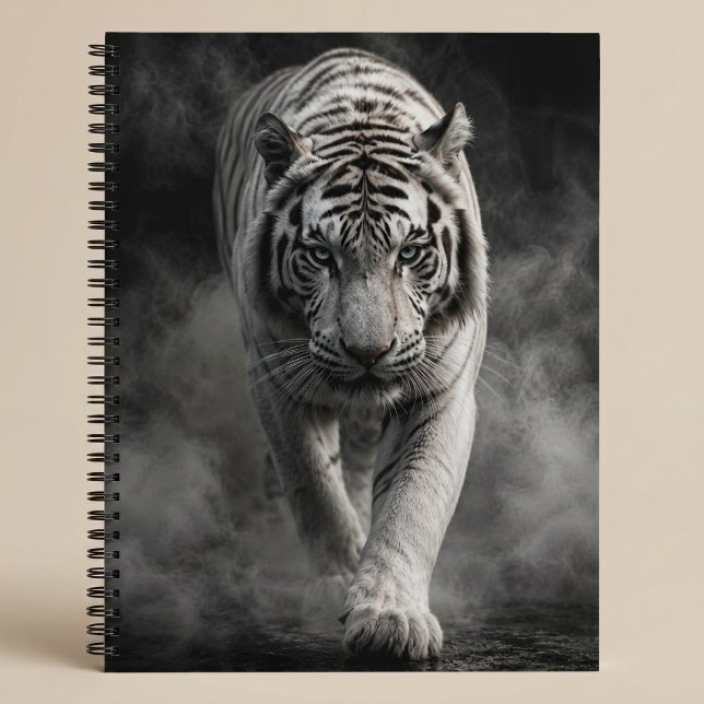 White Tiger Walking Through Smoke Notebook (Creator Uploaded)