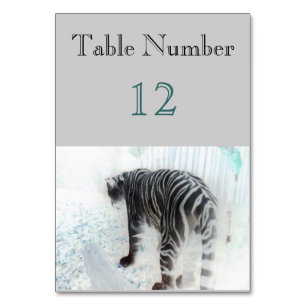 White Tiger Wild Animal Table Number