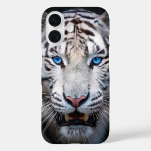 White Tiger with Blue Eyes iPhone 16 Case