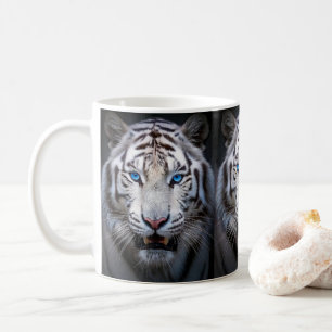 White Tiger with Blue Eyes Coffee Mug