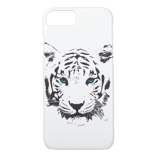 White Tiger with Blue Eyes Graphic Cool Case-Mate iPhone Case (Back)