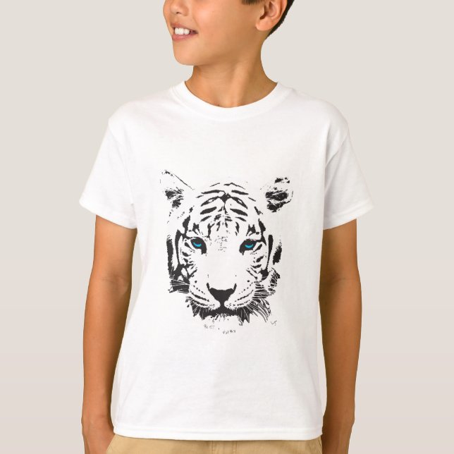 White Tiger with Blue Eyes T-Shirt (Front)