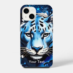 White Tiger with Blue Sparkles iPhone 14 Case