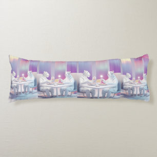 White Tigers at Pastel Table Body Cushion