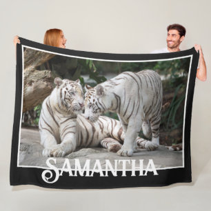 White Tigers Fleece Blanket