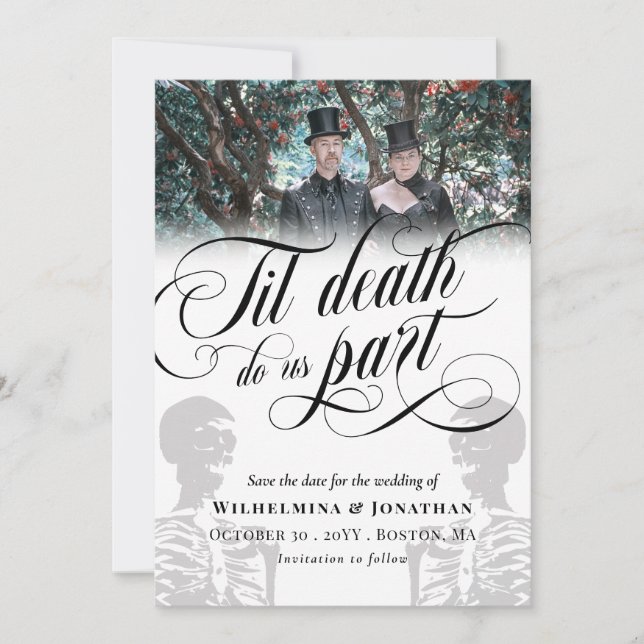 White Til Death Do Us Part Photo Save the Date (Front)