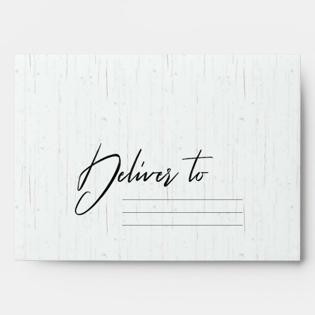 WHITE TIMBER WOODEN GOLD AQUA BLUE FLORAL ADDRESS ENVELOPE (Front)