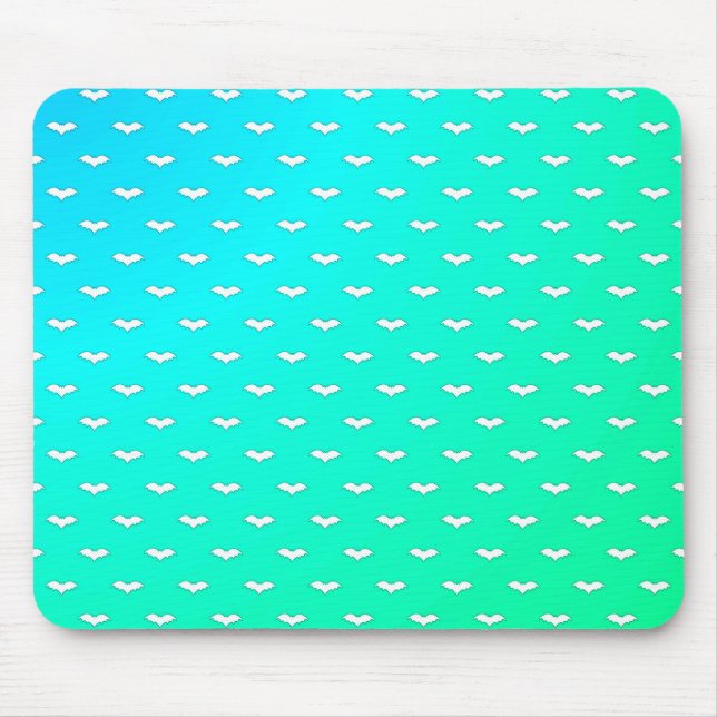 White Tiny Bats Teal Mouse Mat (Front)