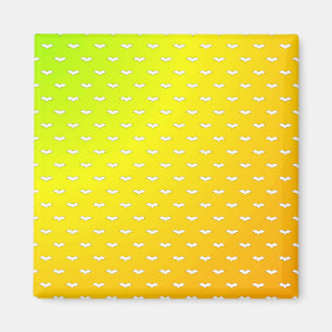 White Tiny Bats Yellow Magnet