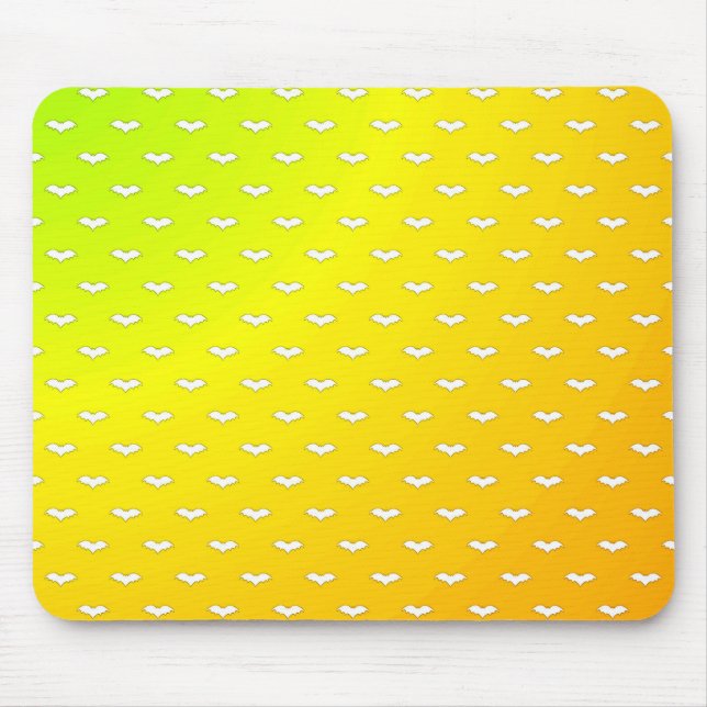 White Tiny Bats Yellow Mouse Mat (Front)